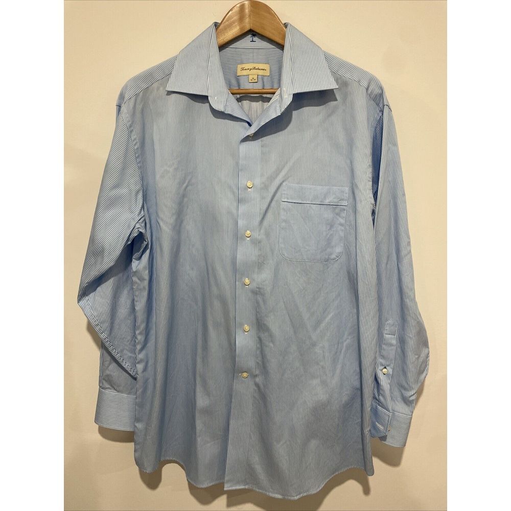 Tommy Bahama Men's Button Up Long Sleeve Blue‎ Striped Shirt 16 32/33